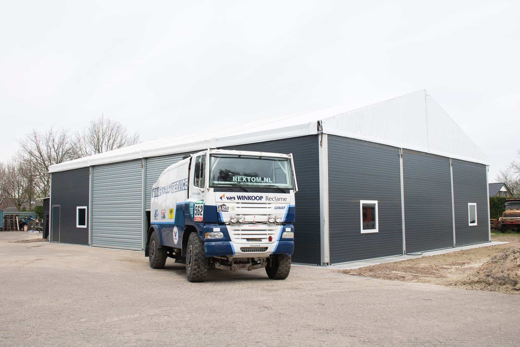 Truck voor tenthal als opslag en werkplaats Van Ginkel Trucks